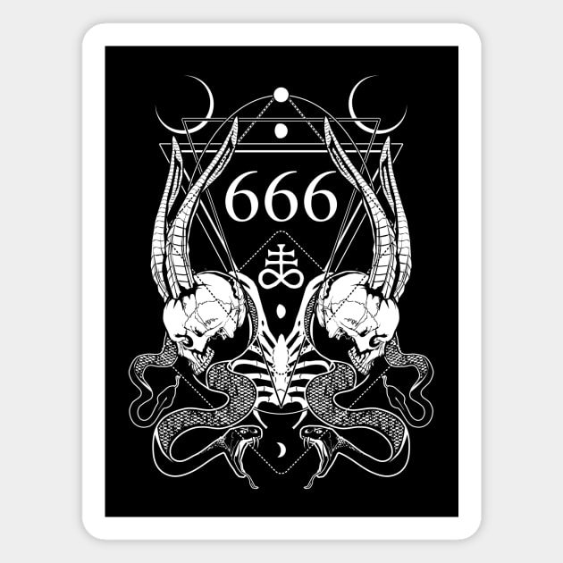 666 with some skulls, serpents and Leviathan cross Magnet by Von Kowen